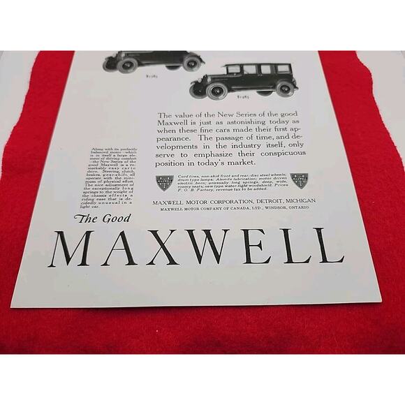 1922 The Good MAXWELL Antique Vintage Original Print AD Ephemera Advertisement - Picture 4 of 5